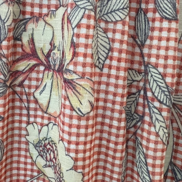 LC Lauren Conrad Square Neck Ling Sleeve Elastic Cuff Pink Gingham Floral Top S - Picture 7 of 7